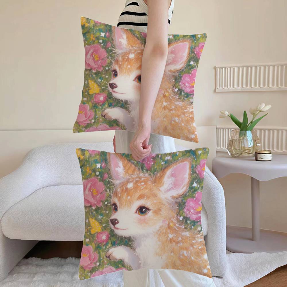 Oil painting style Anime Pillow Case Anti-dustmite Pillowcase Invisible zipper silky Sofa cushion cover