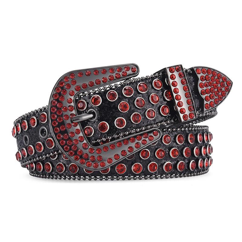 Amazon Fashion Men's and Women's Belts Punk Style Rock Trend Flow Rivet rhinestone Inlaid Wide Belt Women's Versatile Jeans Belt