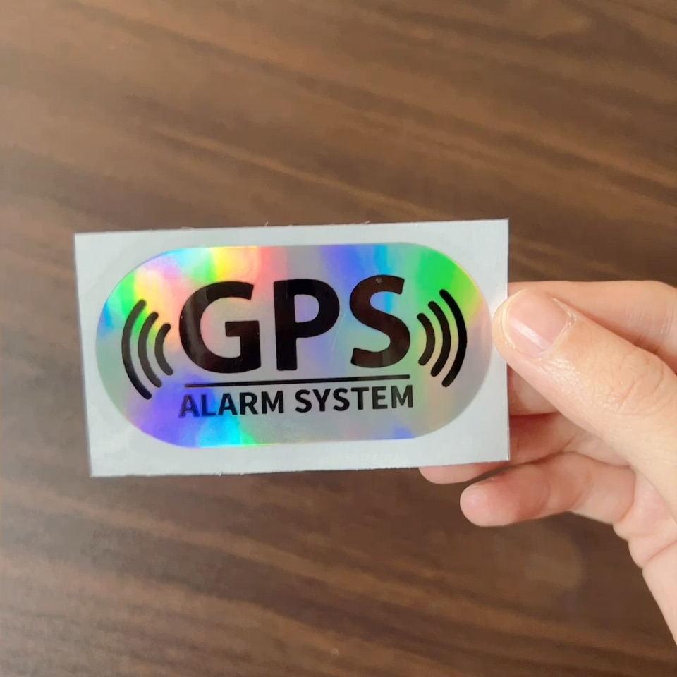4Pcs Holographic Alarm System Sticker, GPS Tracking Security Warning Vinyl Decal, Waterproof Anti-Theft Car Window Decor