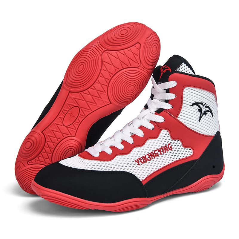 Professional Boxing Wrestling Shoes Men Lightweight Outdoor Gym Training Sneakers Big Size Male Sport Wrestling Shoes 38 красный