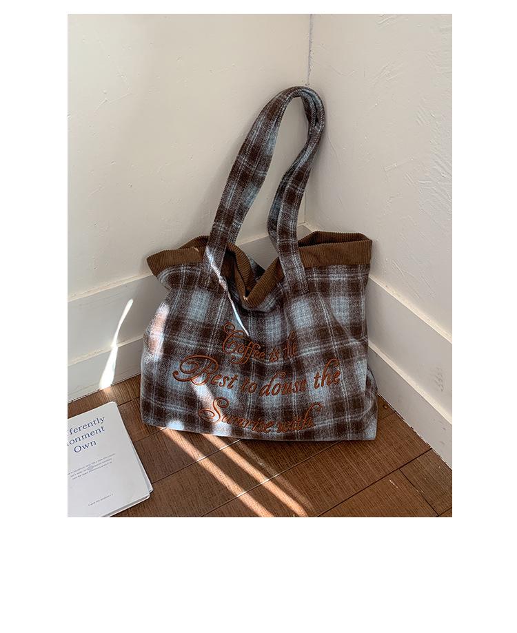 2025 Plaid Casual Commuter Shoulder Bag - Large Capacity Woolen Handbag Tote for Ladies