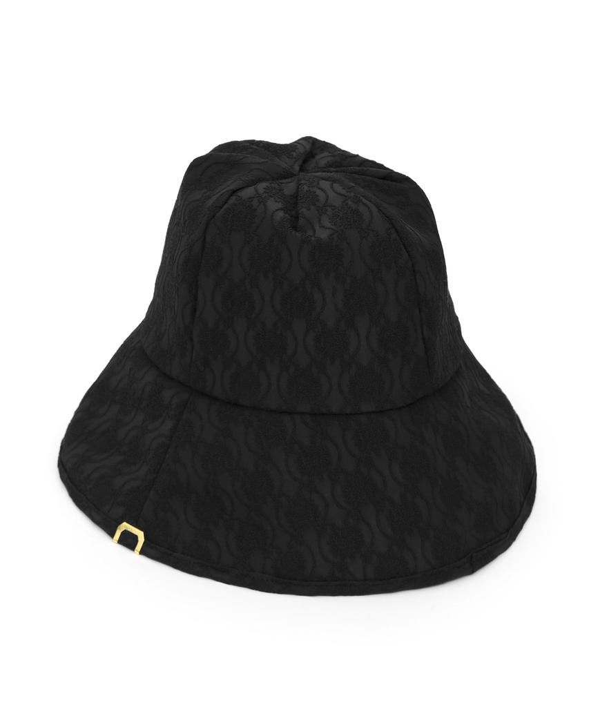 Eondeokeonteulolseutyudio Detachable Strap Bucket Hat Strap Bucket / Flower Pattern / Mono Black