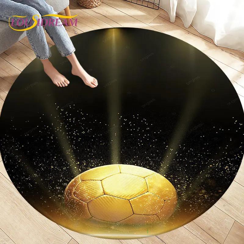 3D Cartoon Soccer Football Circle Area Rug Large,Round Carpet Rug for Living Room Bedroom Sofa Decoration,Kids Play Floor Mat