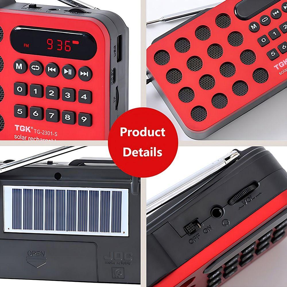 Rechargeable Mini Bluetooth Speaker Solar Charging MP3 Music Player Digital Radio Receiver