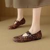 Krazing Pot Piele de Oaie Suedeză Vară Mărimea 40 păr de cal leopard mary janes Tocuri Joase vârf rotund Balerini eleganți decupați
