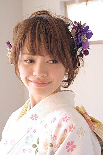 Hair Coming of Age Graduation Japanese Japanese 3 Piece Purple [SOUBIEN] Ornament, Ceremony, Ceremony, Flower, Pattern, Braid, Furisode, Hakama,
