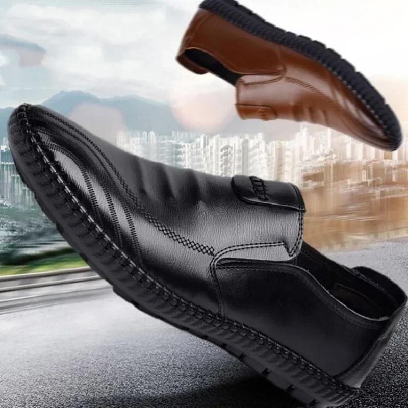 Leder Freizeitschuhe Herren Leicht Handgefertigt Herren Slipper Atmungsaktiv Mode Bequeme Laufschuhe Slipper Fahrschuhe