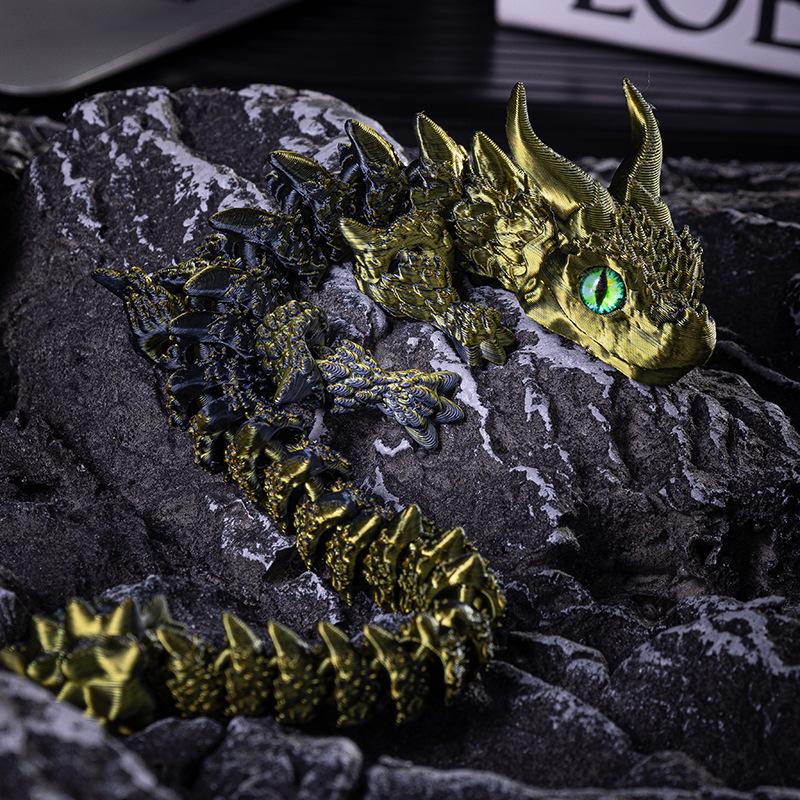 Fun 3D Printed Articulated Dragon 30cm Fidget Craft Ornament Cute Desktop Decor Gift for Children Adults Home Office Use