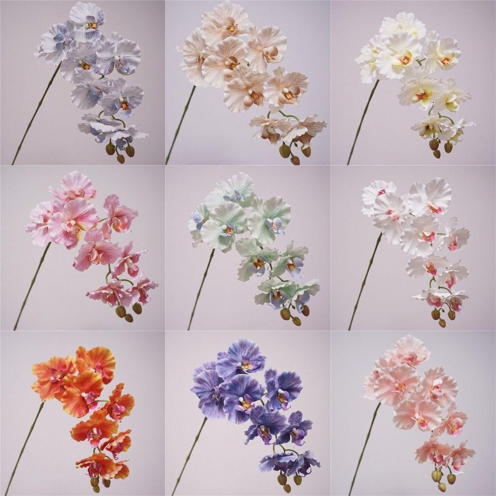 Orchidée papillon artificielle à 9 têtes, fleur en soie au toucher réaliste, décoration intérieure