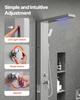 VEVOR Shower Panel Tower System with Rainfall Waterfall Shower Head, LED, 53 in Brushed Stainless Steel Shower Column, 5-Function Faucet