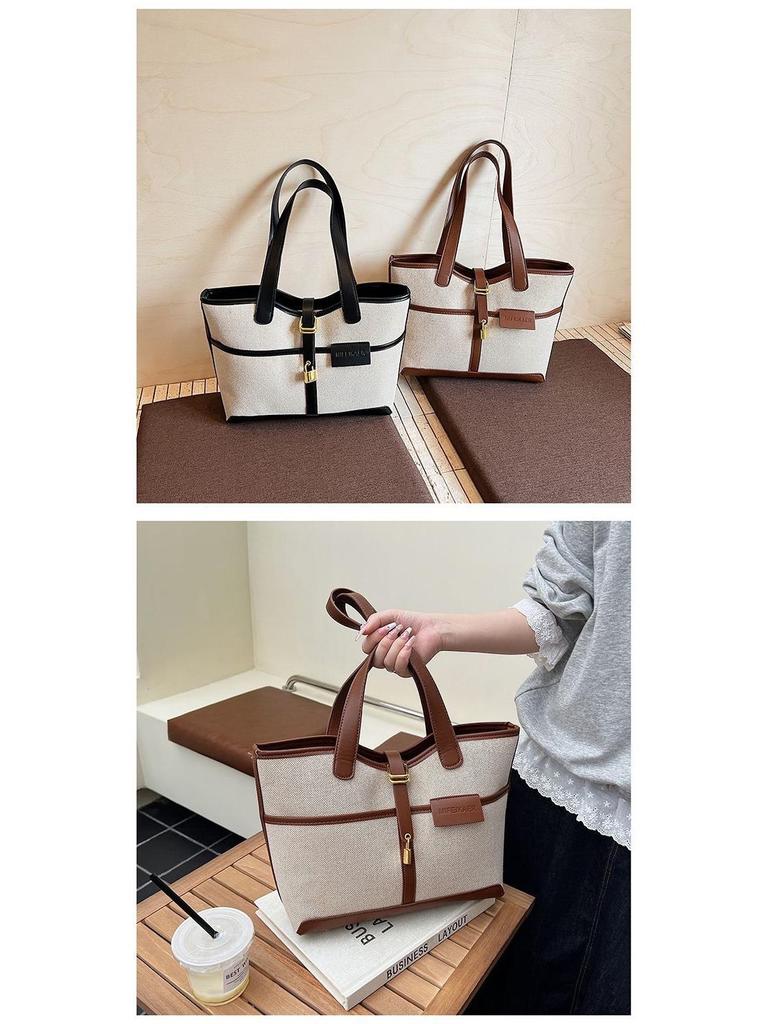 2025 Colorblock Canvas Tote: Large Capacity, Stylish, Versatile Crossbody & Shoulder Bag