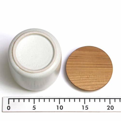 SALIU Canister, Made In Japan | Storage Container | Ceramic | Teak | Wooden Lid | 420ml | Gift | Interior (SALIU White)
