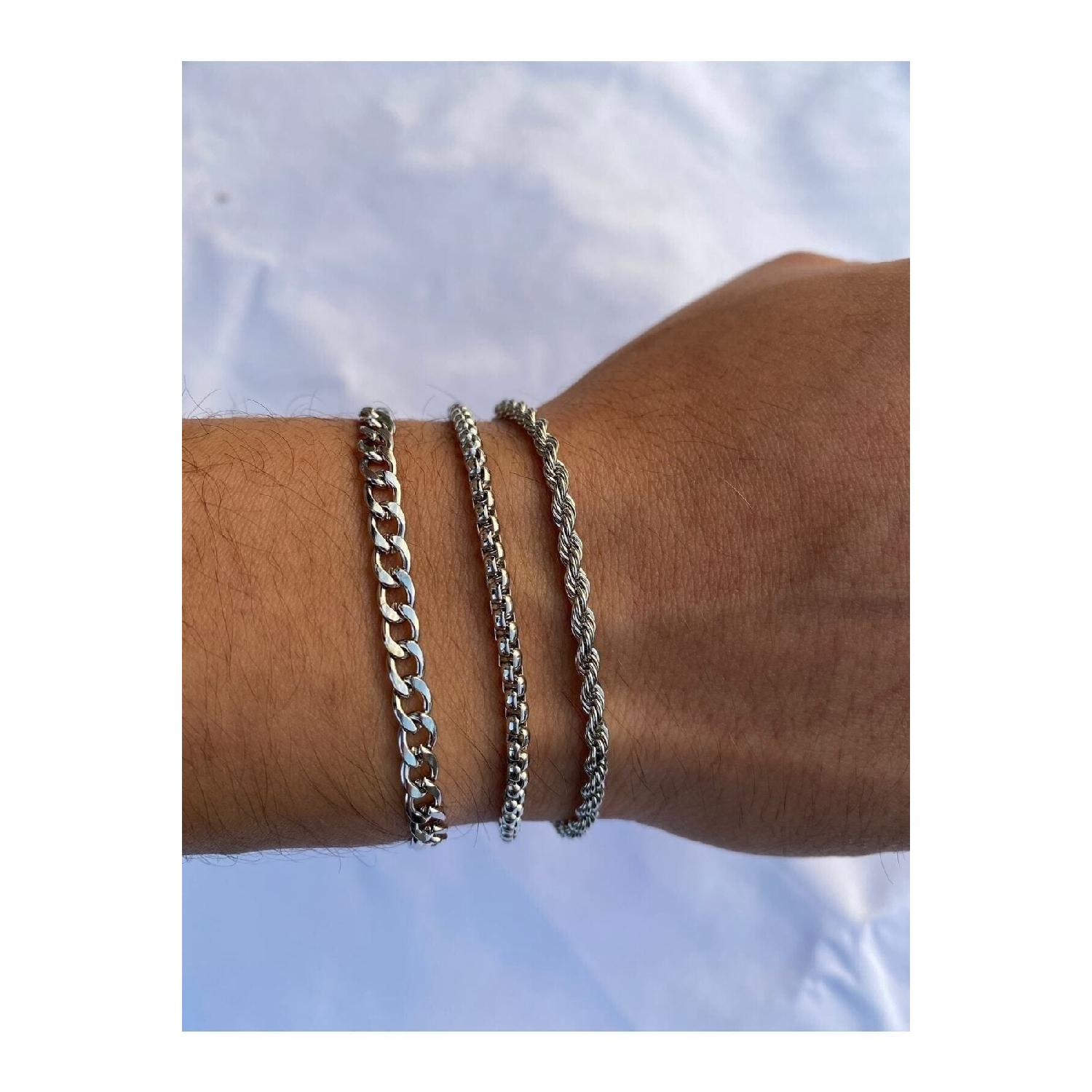 

Набор из 3 вязаных браслетов унисекс модели Фигаро 15 Cm серый