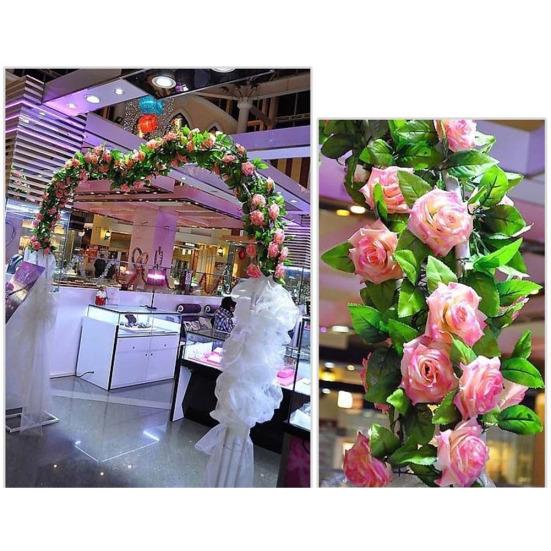 230cm Konstgjord blomma Rose Vine Hängande Garland Party Hem Bröllop Väggdekor