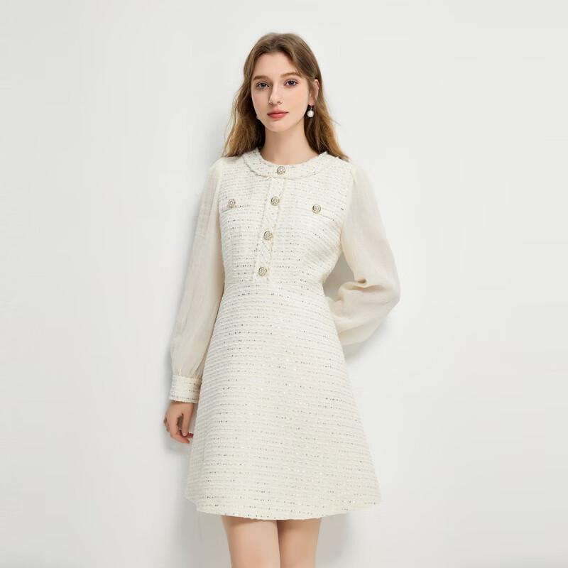 

Qiusui Yiren Элегантное платье в стиле маленького аромата с круглым вырезом L