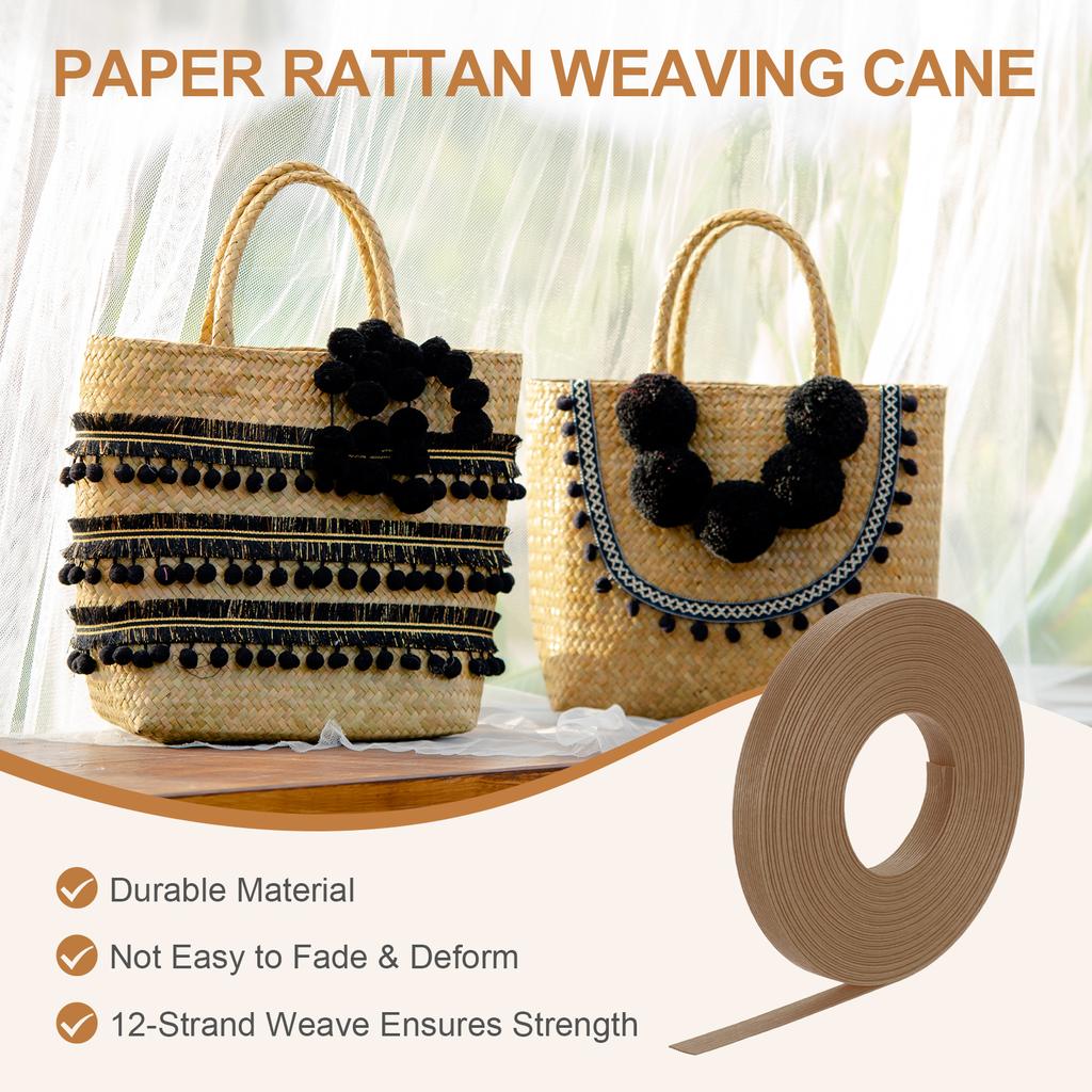 Papierrattan-Webrohr 12-fädig Papierrattan-Geflecht Korbgeflecht-Zubehör für DIY Heimküchenkorb-Bastelarbeiten 16,4 Yards x 0,6"