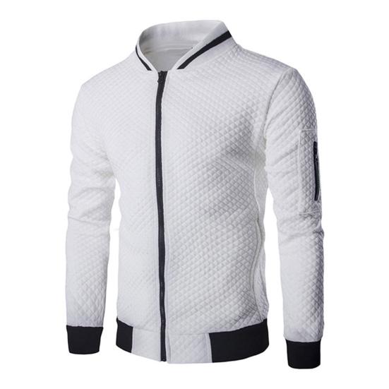 2Pcs/Set Men Suit Stand Collar Long Sleeve Zipper Placket Baseball Coat Elastic