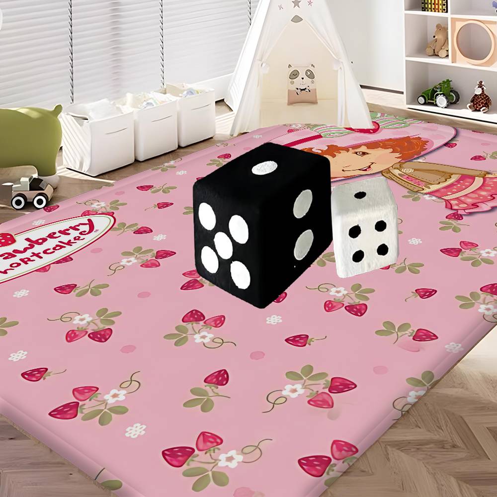 S-Strawberry-Pink Girl Door Mat Kids Room Bedroom Decoration Balcony Anti-Slip Doormat Living Room Doormat Area Rug