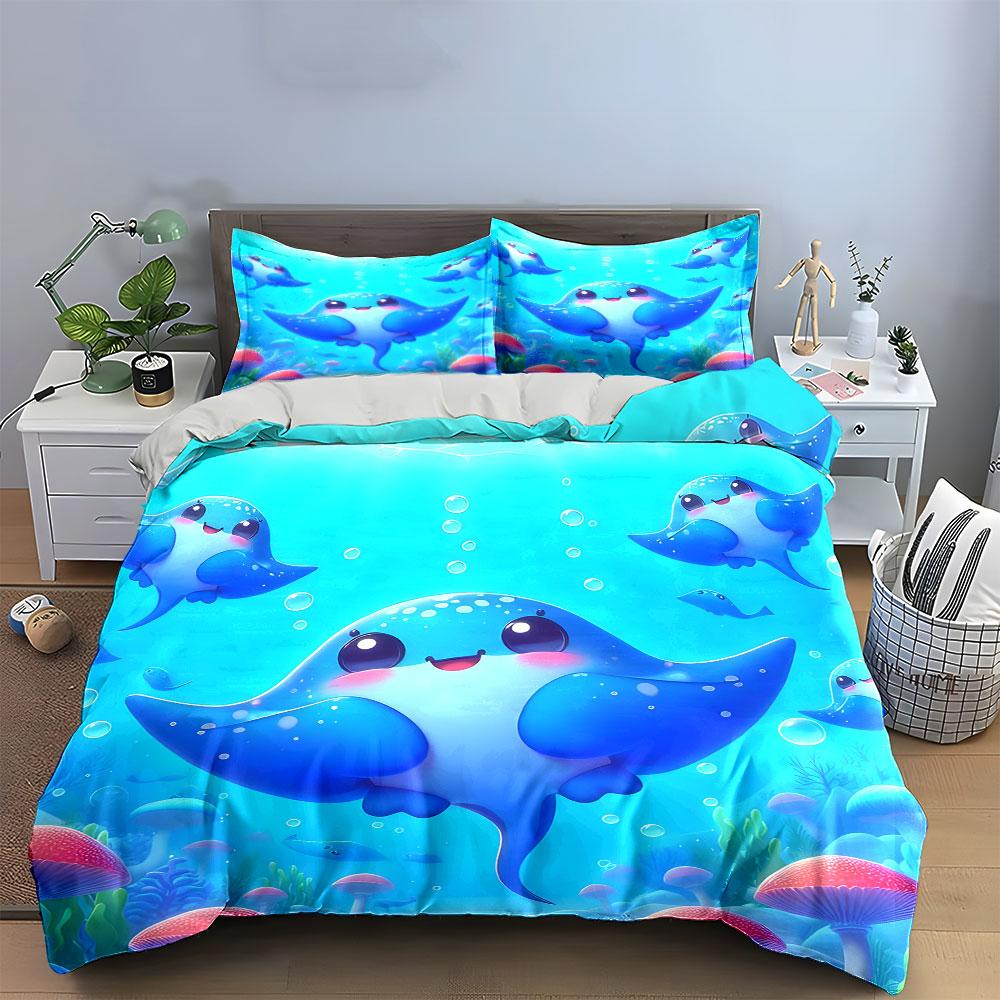 Underwater Themed Cute Decor Set Exquisite Three-Piece Bedding Set Gift For Kids And Adults
