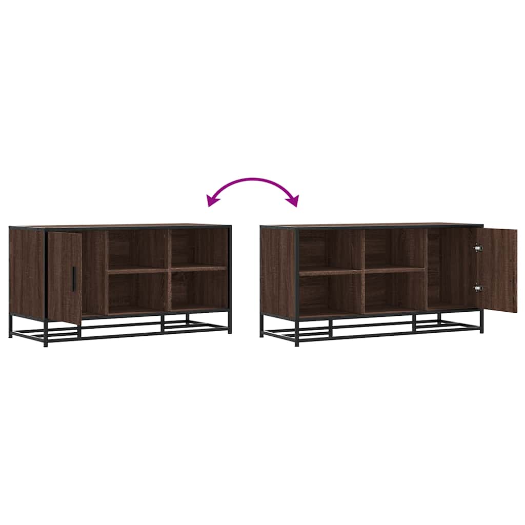 Shoe Bench Brown Oak Effect 100x40x53.5 cm Engineered Wood & Metal