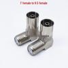 90° Right Angle F Female to 9.5TV Female RF Adapter for British TV 