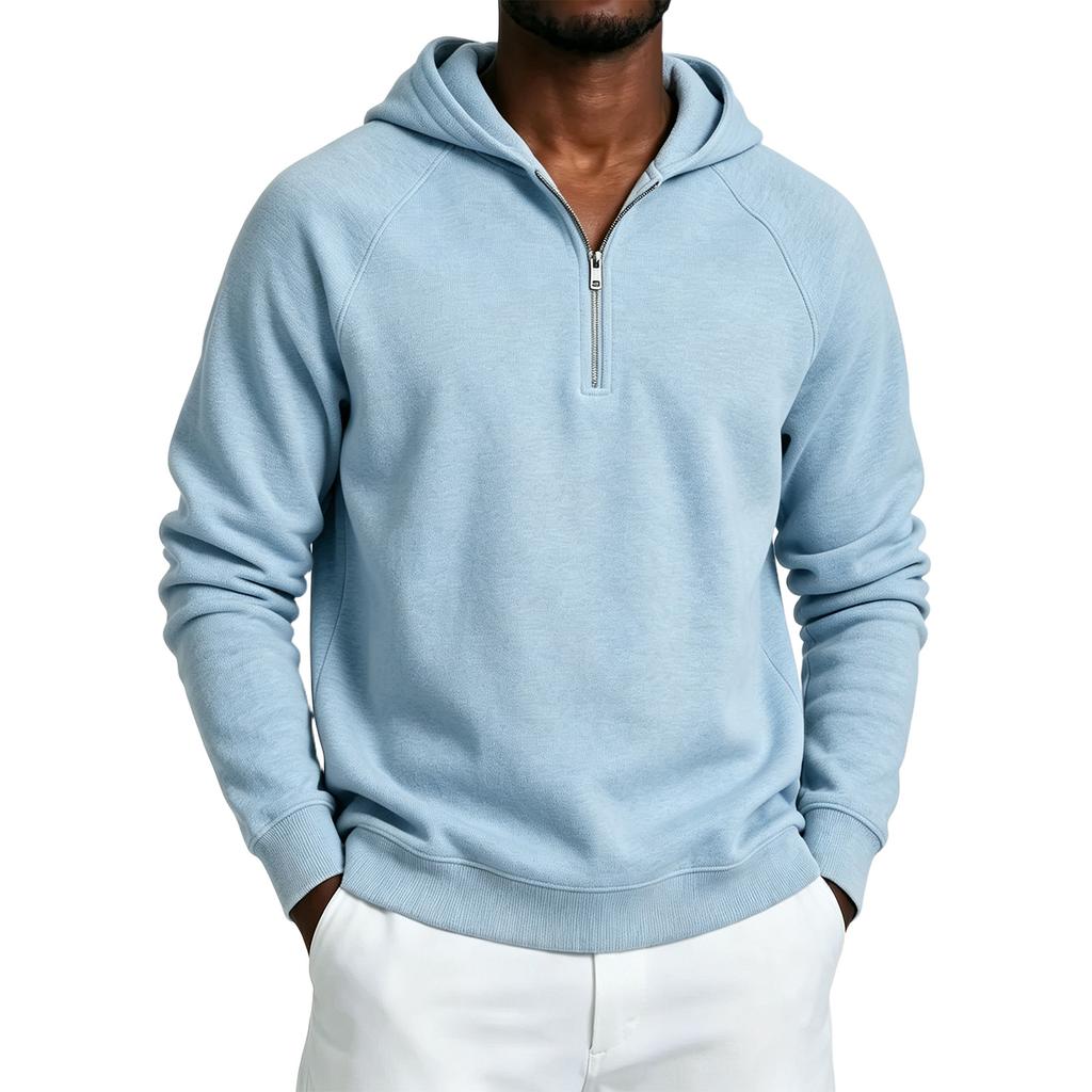 Men's Half Zip Hooded Sweatshirt Color for Winter Casual Wear