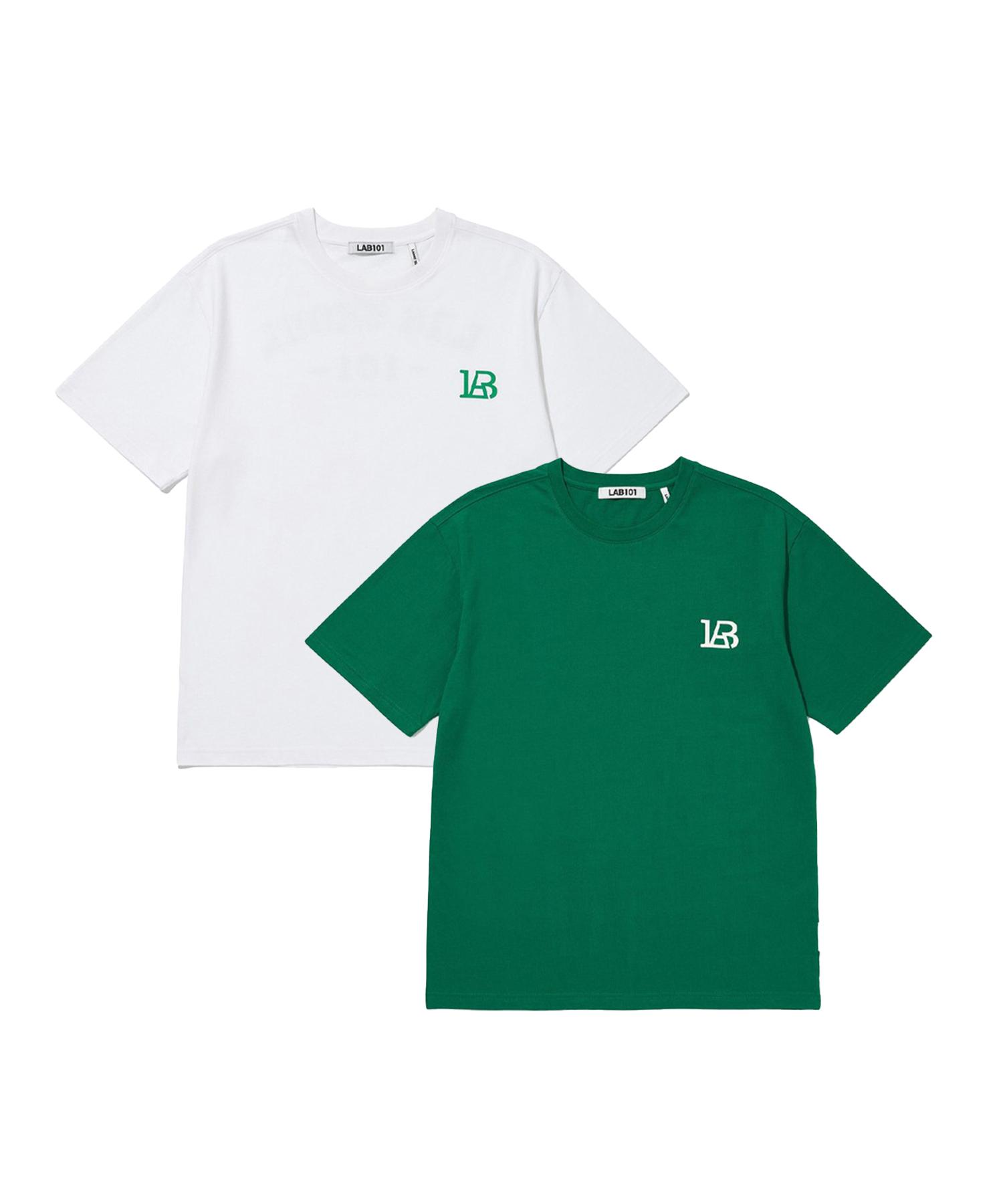 Rap One One [2Pack] Baseball Back Logo T-Shirt (White Green) Gr/M