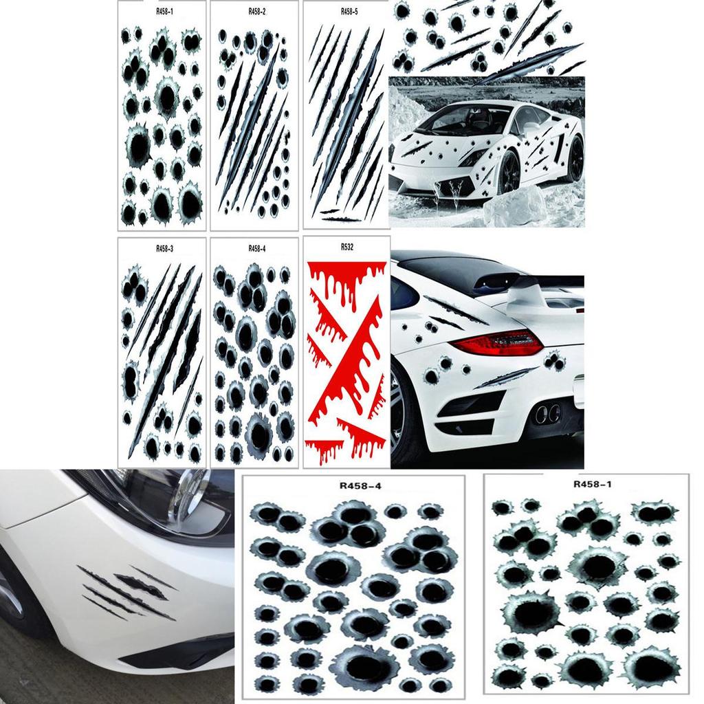 Stickers Side Car Auto Bullet Hole Motorcycle Decoration Sticker 3d Styling Car