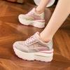 Platform white shoes women's 2025 summer new rhinestone hollow mesh sandals inner height increase versatile Forrest Gump casual shoes