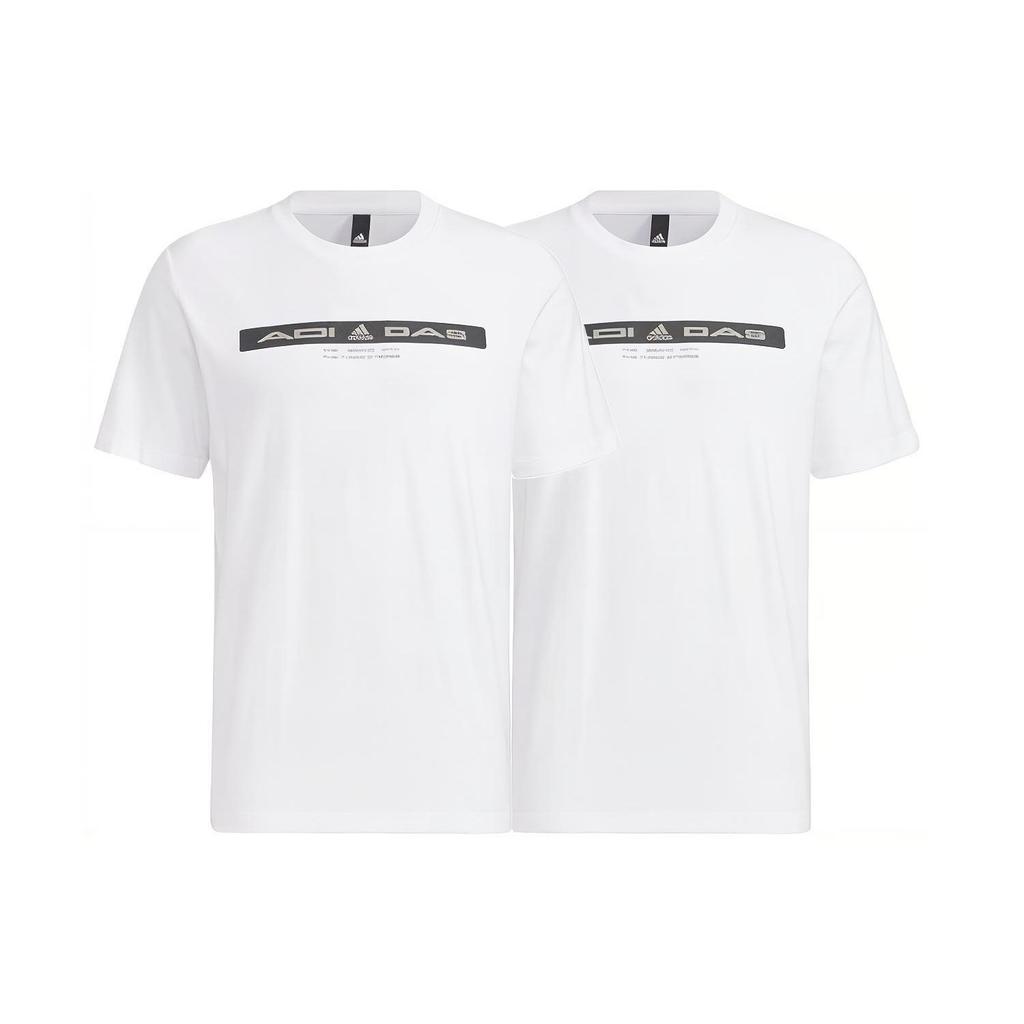 Adidas Graphic Print Sports Short Sleeve T-shirt Men Tops White HE9949