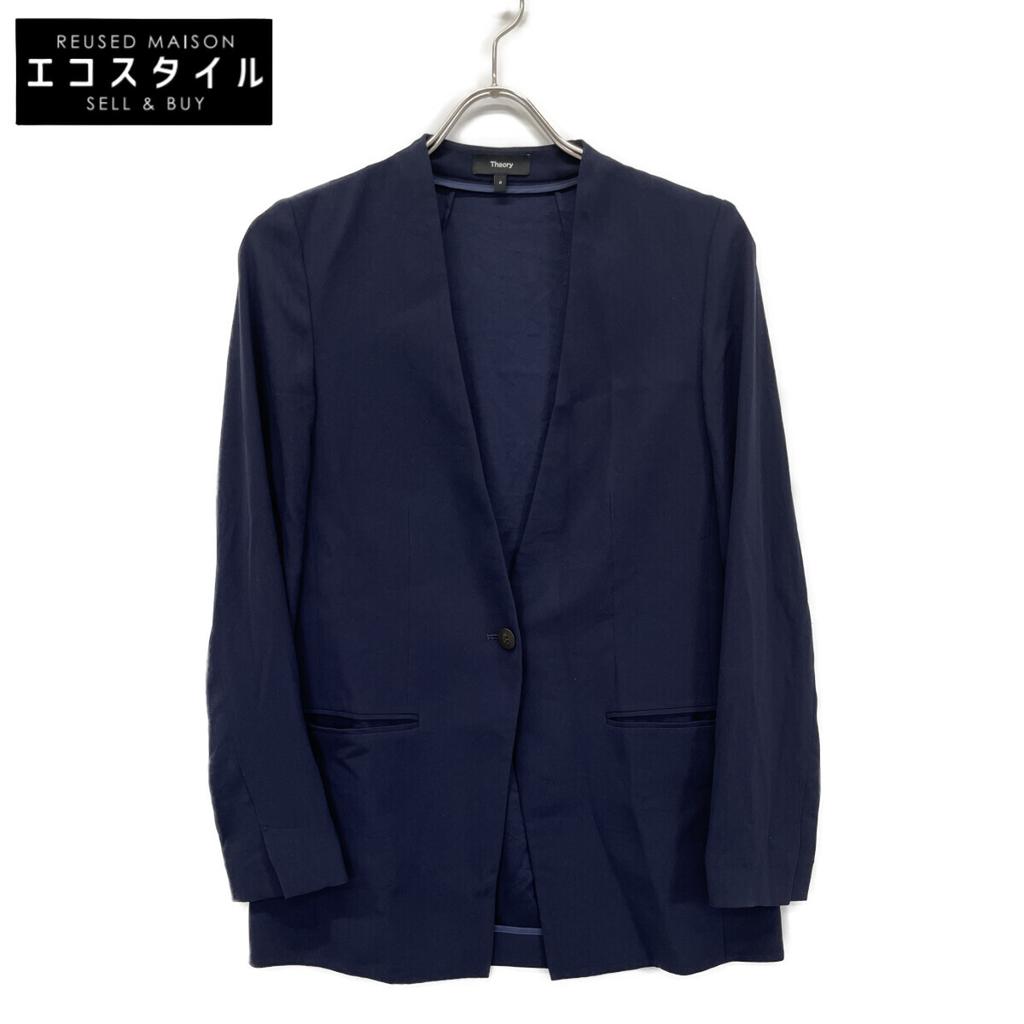 Theory 23 years navy collarless jacket Jacket 0 NavyUsed
