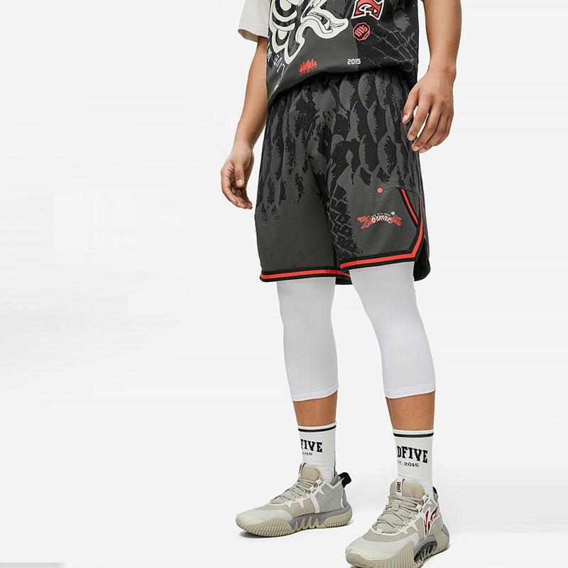 Li Ning Badfive All Over Print Moisture Wicking Quick Dry Basketball Shorts Men shorts Black AAPU011-1