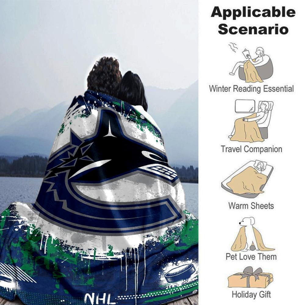 VANCOUVER CANUCKS Print Flannel Blanket High Quality Warm Comfortable Cover for All Seasons Perfect for Gifts Home Decor