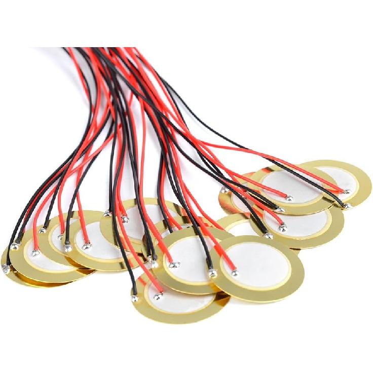 TIMESETL 15pcs Piezo Pickup 27mm Piezo Amplifiers Discs with 13" Leads for Acoustic Guitar Drum