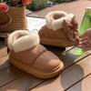 Bow Knot Short Ankle Snow Boots Women Winter Plush And Thick Insulation Waterproof Cotton Household Shoes Home Slipper Women