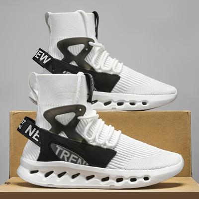 Herren Herbstschuhe Große Größe High Top Freizeit Sportschuhe Herren Fliegendes Gewebe Socken Schuhe Einteilig