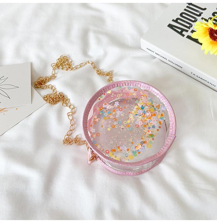 Children Sand Flowing Sequins Transparent Single Shoulder Chain Bag Shoulder