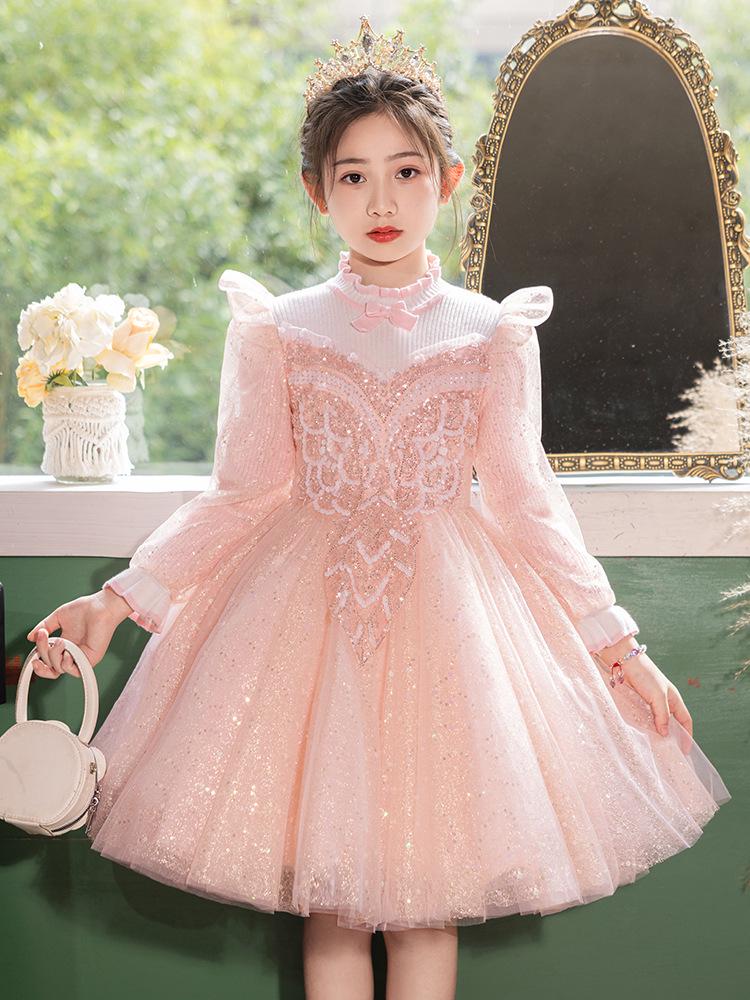 High-End Girls' Princess Formal Dress for Piano Performances and Evening Events