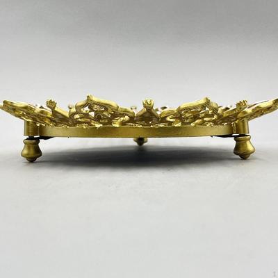 Metal Mirror Vanity Tray Ring Holder Trinket Vintage Design Decorative Makeup Organizer for