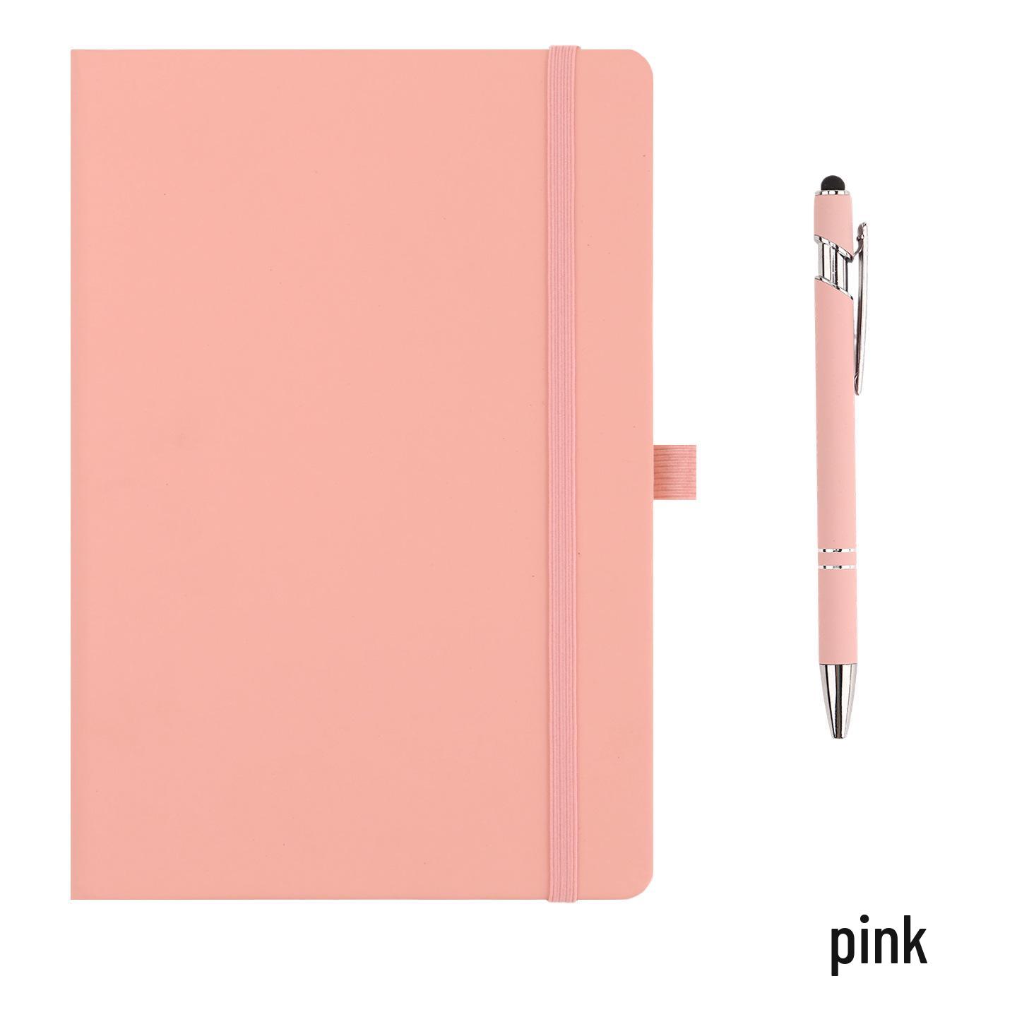 

Cross-border A5 Simple PU Hard Cover Business Notebook with Custom Logo A6 рожевий