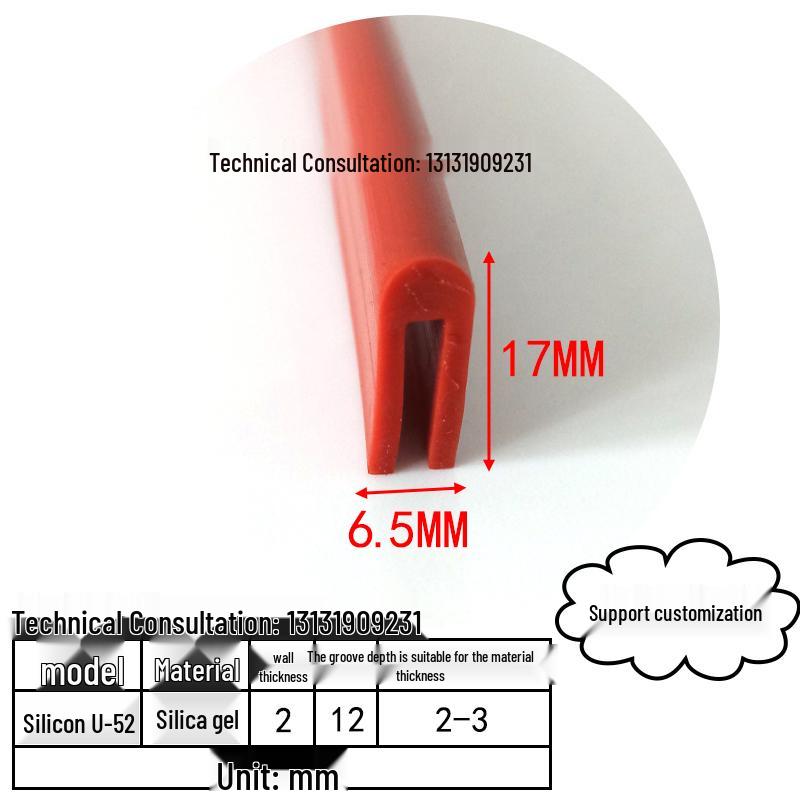 High-Temp Resistant Silicone U-Shaped Edge Seal Strip for Fiberglass Panel - Dustproof & Anti-Collision.