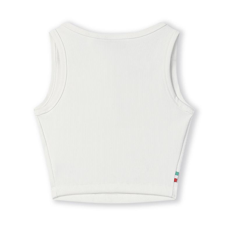 Fila Archive Series Simple Brand Logo Design Comfortable Versatile Sleeveless Slim Fit Vest Women Tops Cloud-White F11W527101F-WT