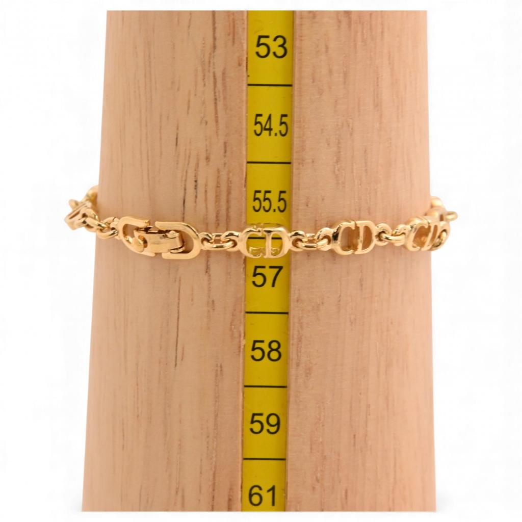 Auth DIOR CD Logo Gold Bracelet Women's Jewelry Di6610jd Used