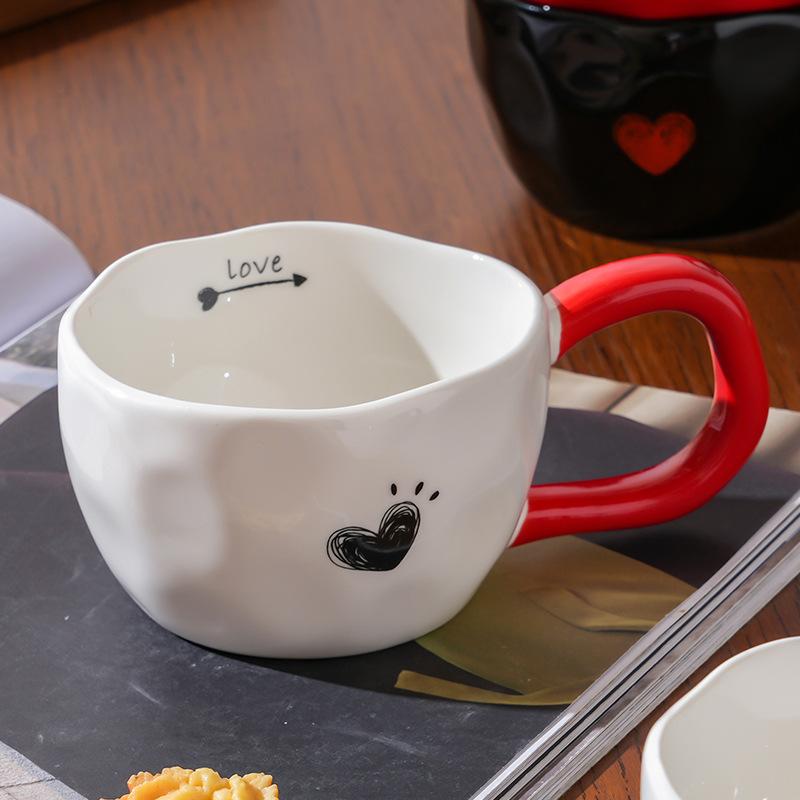 Couple Love Single Cup with Handheld Ceramic Cup High Value Large Capacity Water Cup Home Set Office Drinking Cup