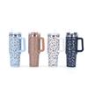 1Pc 1200ML 304Stainless Steel Print Cup with Straw Portable Car Cup Large Capacity Water Cup Car Water Bottle