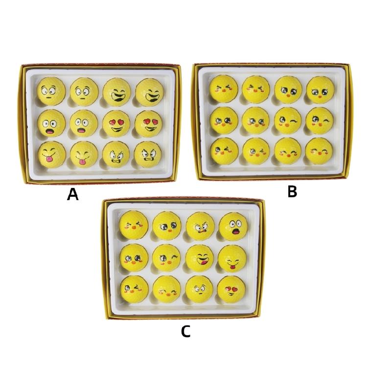 12Pcs Novelty Practice Golf Balls Funny Yellow Practice Golf Balls Lovely Emotion Face Golf Balls Golf Accessories