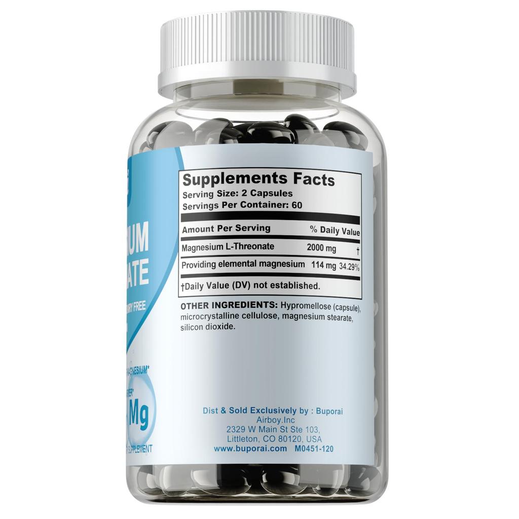 Kapsle L-Magnesium Threonátu, vysoce vstřebatelný doplněk, pomáhají zlepšit spánek a kognitivní funkce.