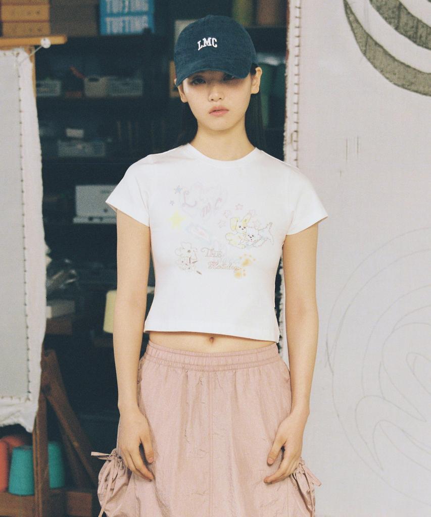 LMC Wm Sketch Doodle Cropped Tee Gray