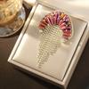 Original Personality Luxury Full of Crystal Waterfall Tassel Jellyfish Brooches for Women High Quality Pin Suit Corsage Jewelry