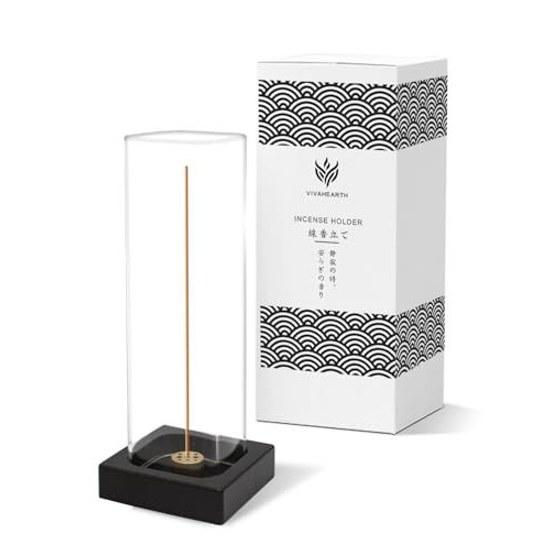 Incense holder prevents ash from spilling stylish stand natural wood brass glass vertical type modern Scandinavian interior relaxation meditation gift